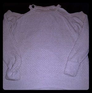 Cold shoulder white sparkly sweater